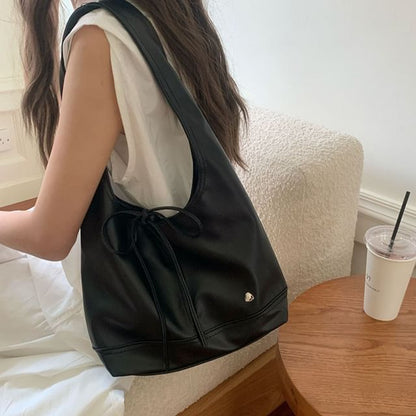 Bag Applique Heart Bow Tie-Up Tote Panel