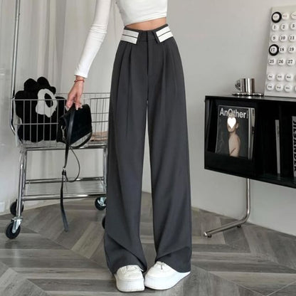 Suit High Wide Striped Pleated Leg Waist Pants