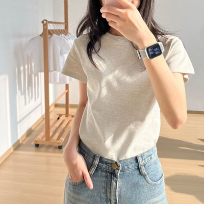 Crew Short-Sleeve T-Shirt Plain Neck