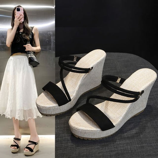 Slide Strappy Wedge Platform Sandals