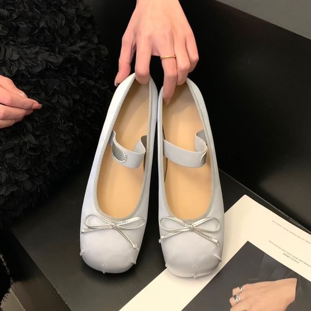 Square Jane Toe Flats Bow Mary