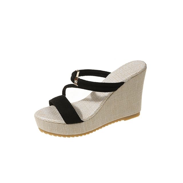 Slide Strappy Wedge Platform Sandals