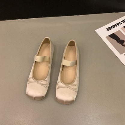 Square Jane Toe Flats Bow Mary