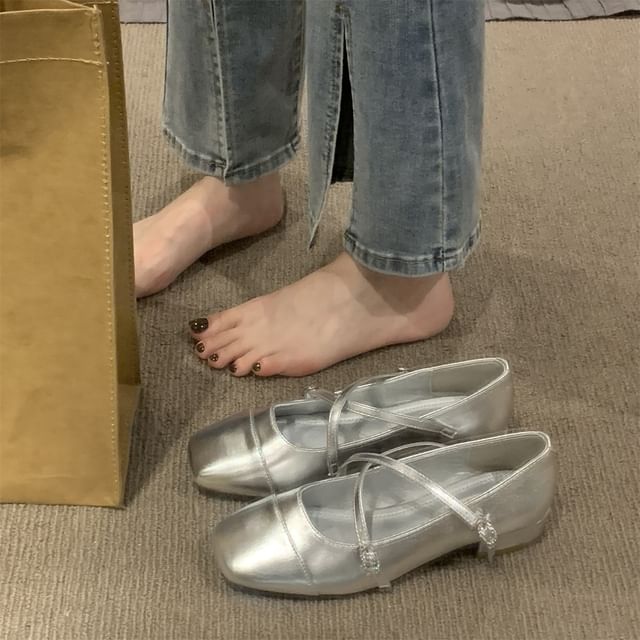 Chunky Square Toe Mary Shoes Strap Heel Jane Cross