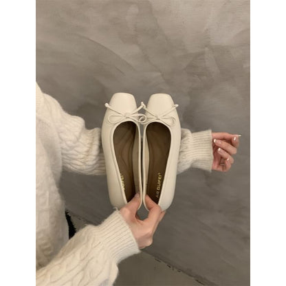 Square Bow Toe Flats