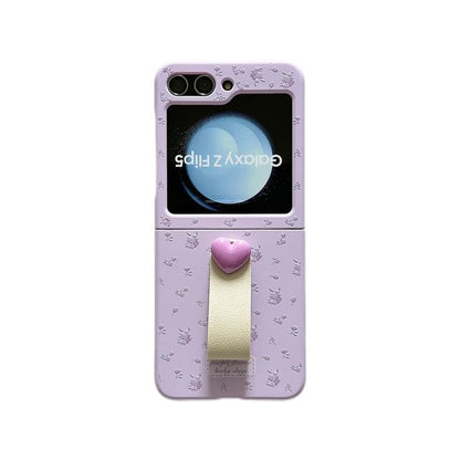 Floral Heart Finger Strap Phone Case