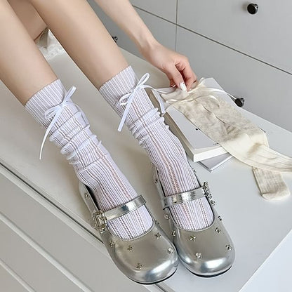 Striped Pointelle Knit Socks / Set