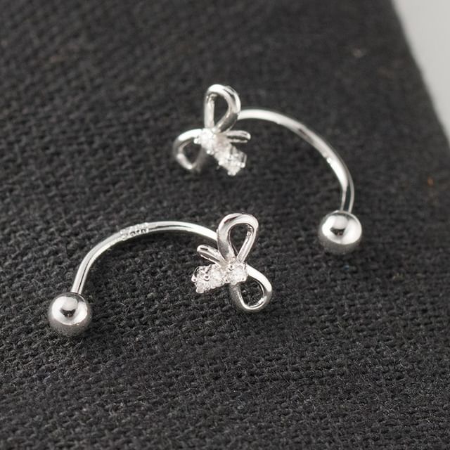 925 Sterling Silver Rhinestone Bow Ear Jacket