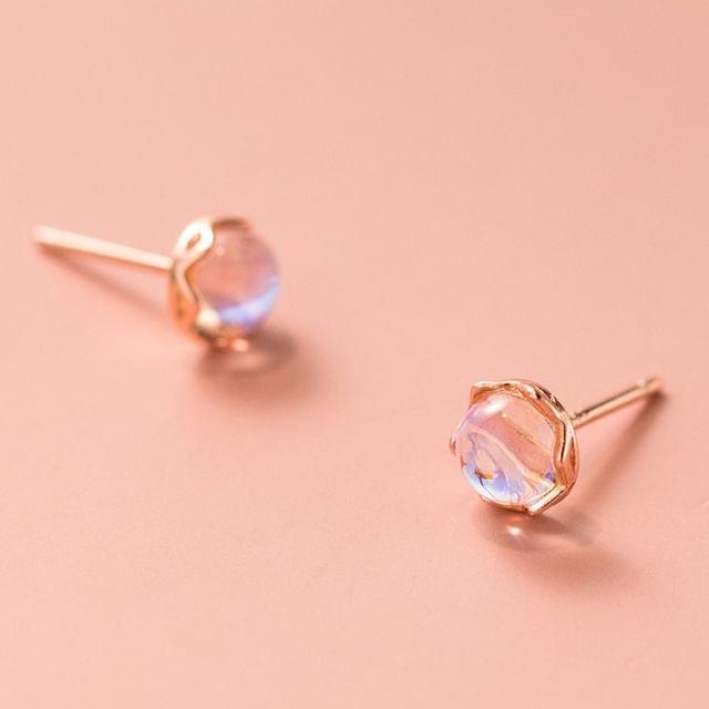 925 Sterling Silver Faux Moonstone Stud Earring