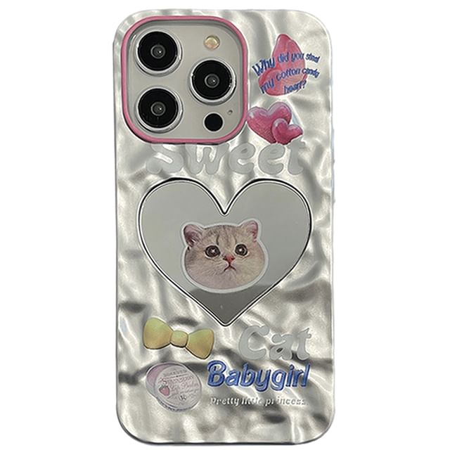 Heart Mirrored Cat Case Phone