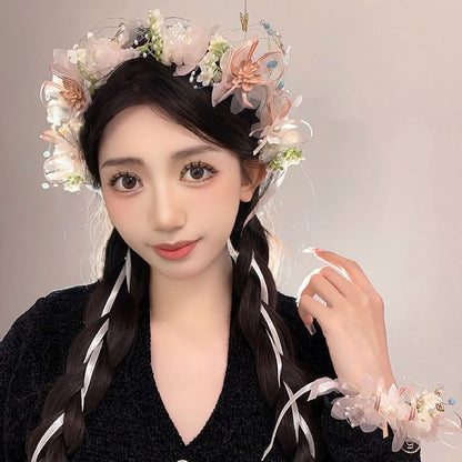 Floral Mesh / Headband Bracelet