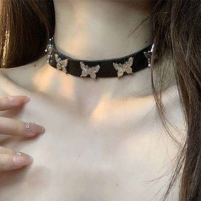 Butterfly Choker Faux Leather