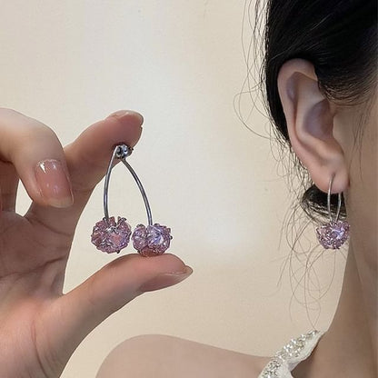 Rhinestone Earring Cherry Drop