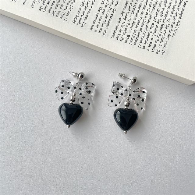 Necklace / Drop Heart Earring Accent