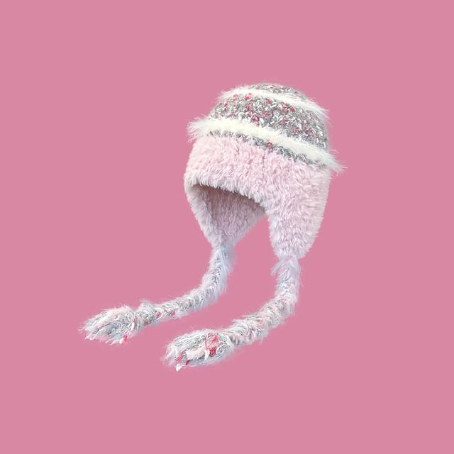 Striped Frayed Beanie