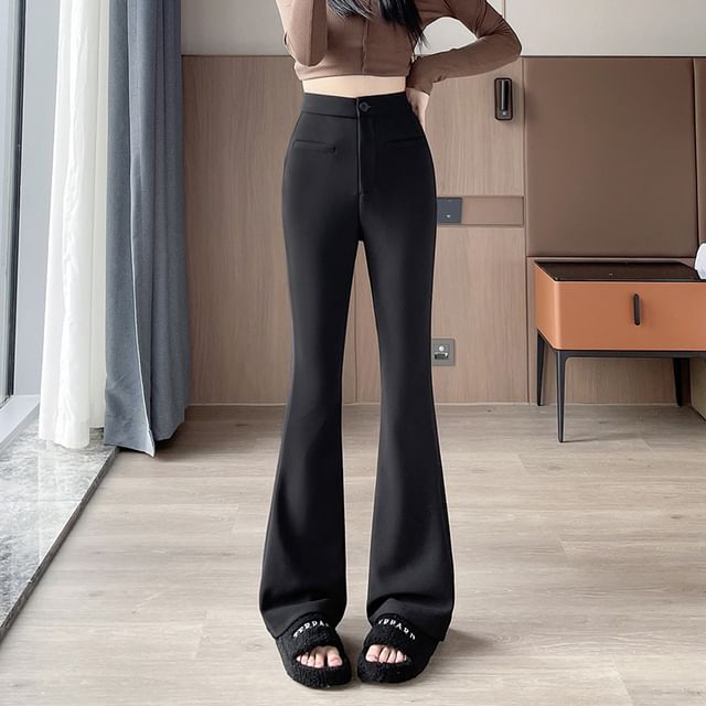 Pantalon habillé uni évasé taille haute