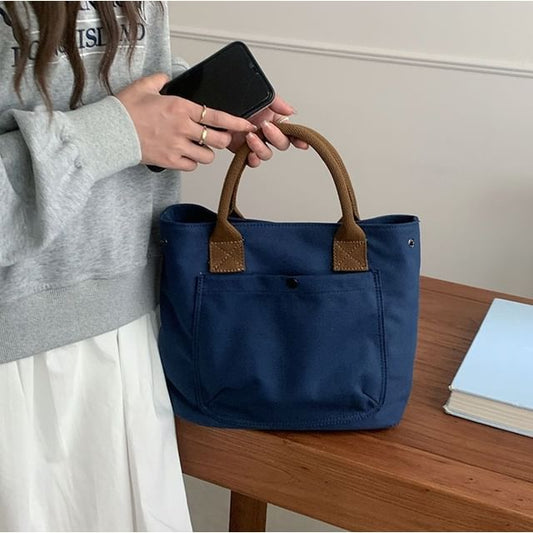 Strap Canvas Tote Contrast Bag