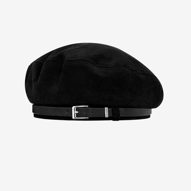 Belt Faux Suede Beret Hat