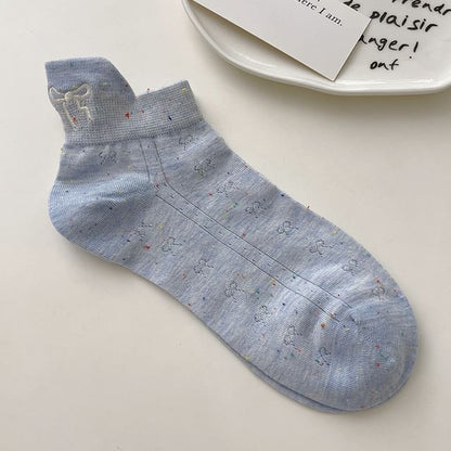 Bow Embroidered Ankle Socks