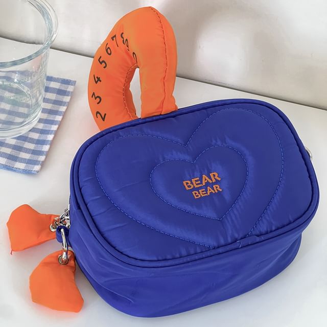 Lettering Embroidered Nylon Makeup Bag Crossbody Bag