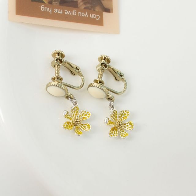 Flower Clip / Drop Earring On