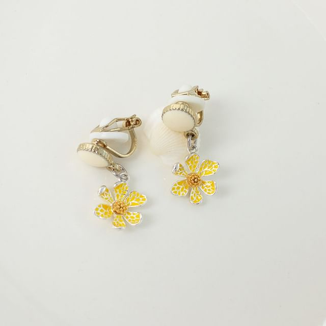Flower Clip / Drop Earring On
