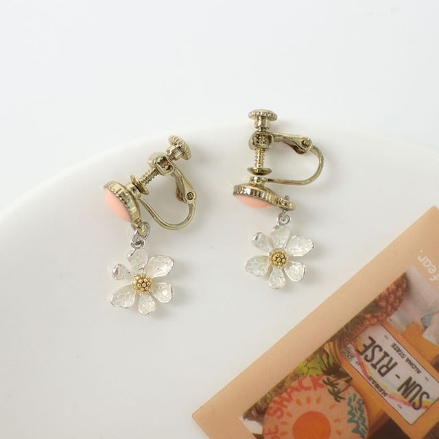 Flower Clip / Drop Earring On