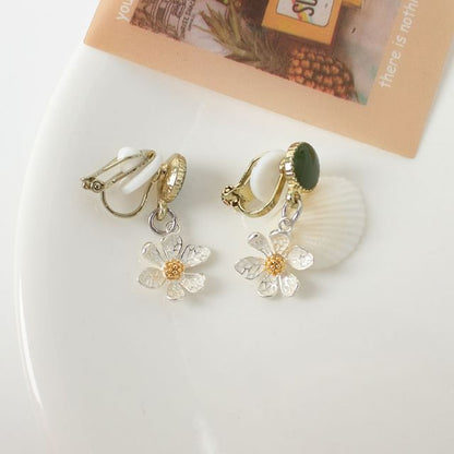 Flower Clip / Drop Earring On