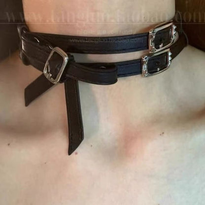 Faux Leather Buckled Choker