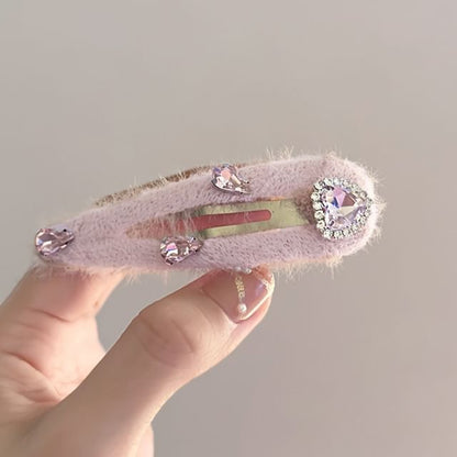 Rhinestone Plush Hair Clip