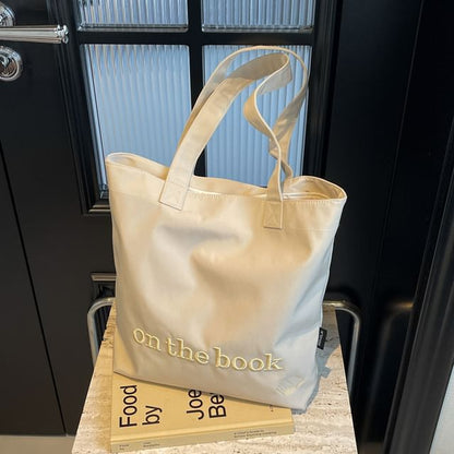 Lettering Embroidered Tote Bag