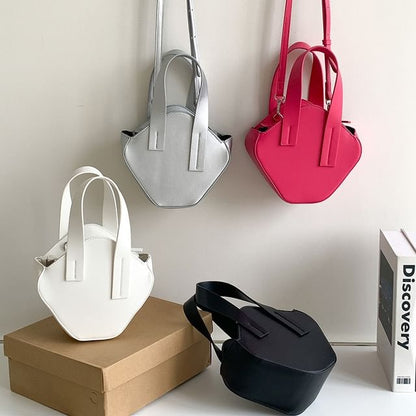 Handle Top Crossbody Plain Bag Leather Faux