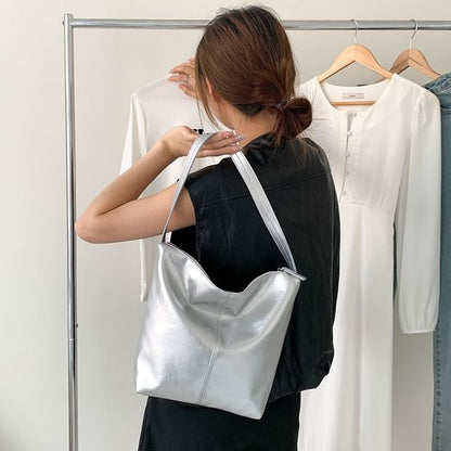 Bag Faux Plain Leather Tote