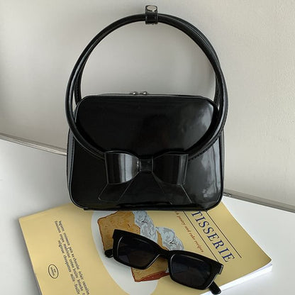 Accent Bow Plain Faux Handbag Leather