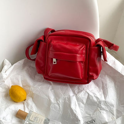 Crossbody Leather Bag Plain Faux