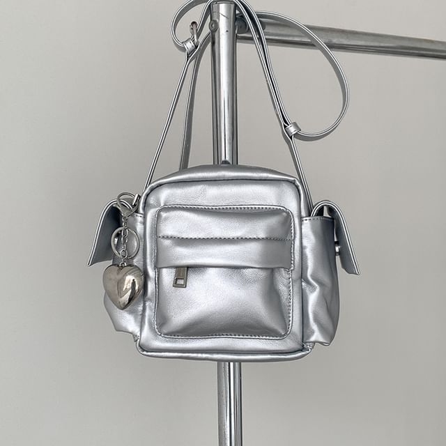 Crossbody Leather Bag Plain Faux