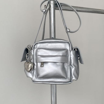 Crossbody Leather Bag Plain Faux