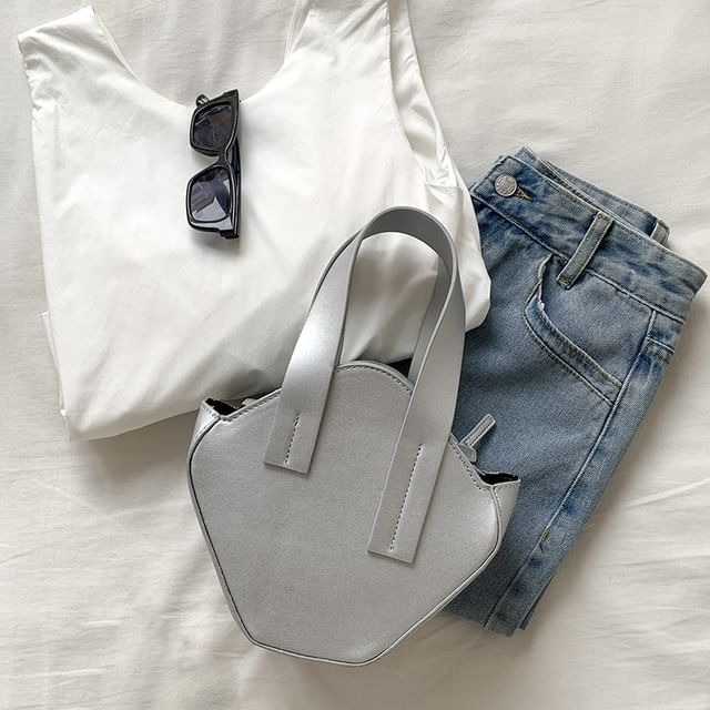 Handle Top Crossbody Plain Bag Leather Faux