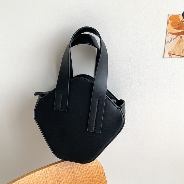 Handle Top Crossbody Plain Bag Leather Faux