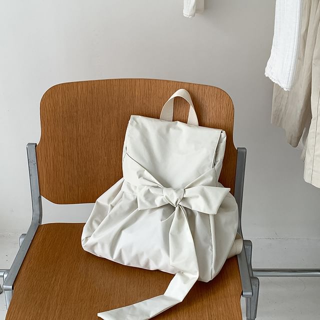 Bow Flap Nylon Plain Backpack