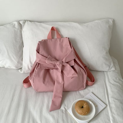 Bow Flap Nylon Plain Backpack