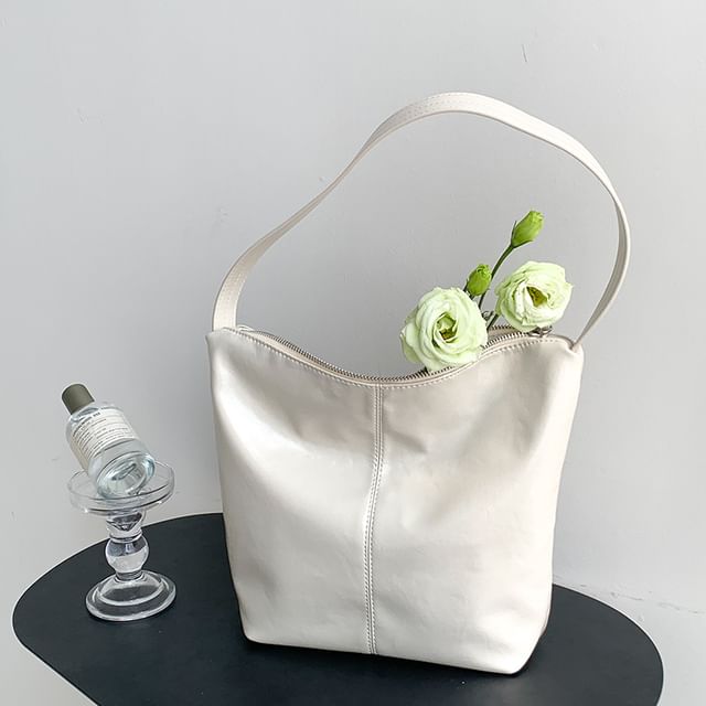 Bag Faux Plain Leather Tote