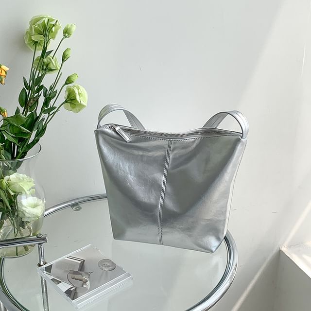 Bag Faux Plain Leather Tote