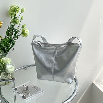 Bag Faux Plain Leather Tote