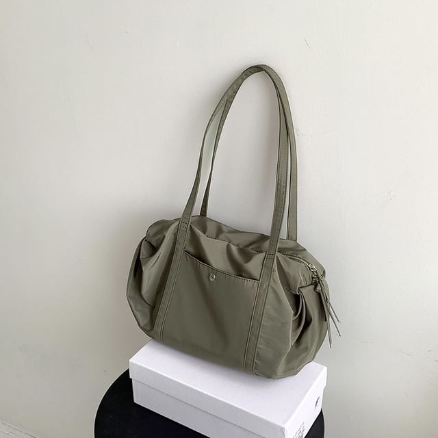 Plain Nylon Boston Bag