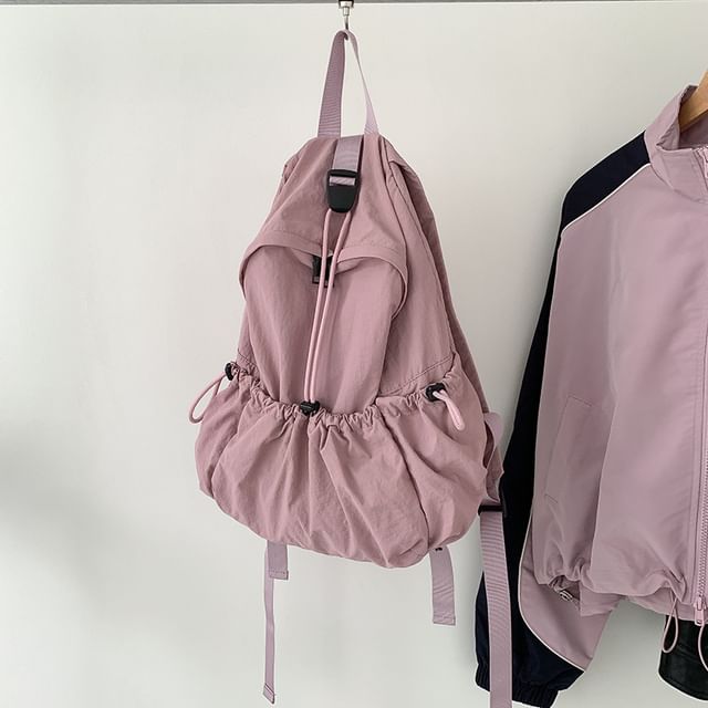 Plain Drawstring Nylon Backpack