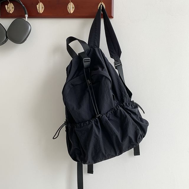 Plain Drawstring Nylon Backpack