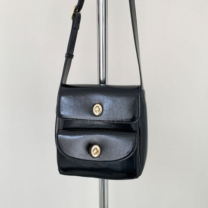 Plain Faux Leather Flap Crossbody Bag