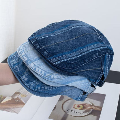 Flat Denim Washed Striped Cap