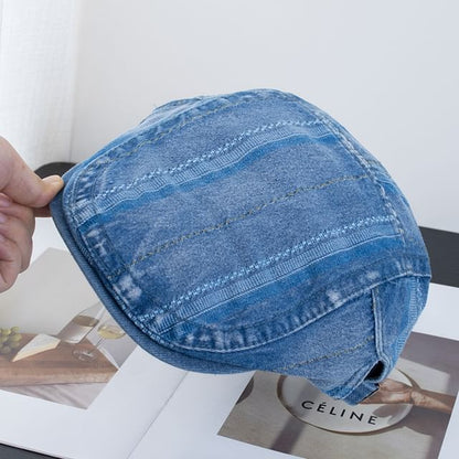 Flat Denim Washed Striped Cap